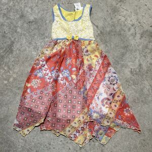 Jona Michelle Dress Girls 6 Floral Asymmetrical Hem Racer Back Floral